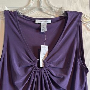 WHBM- Deep V-Neck Top- 95% Polyester, 5% Spandex, Purple, XXS